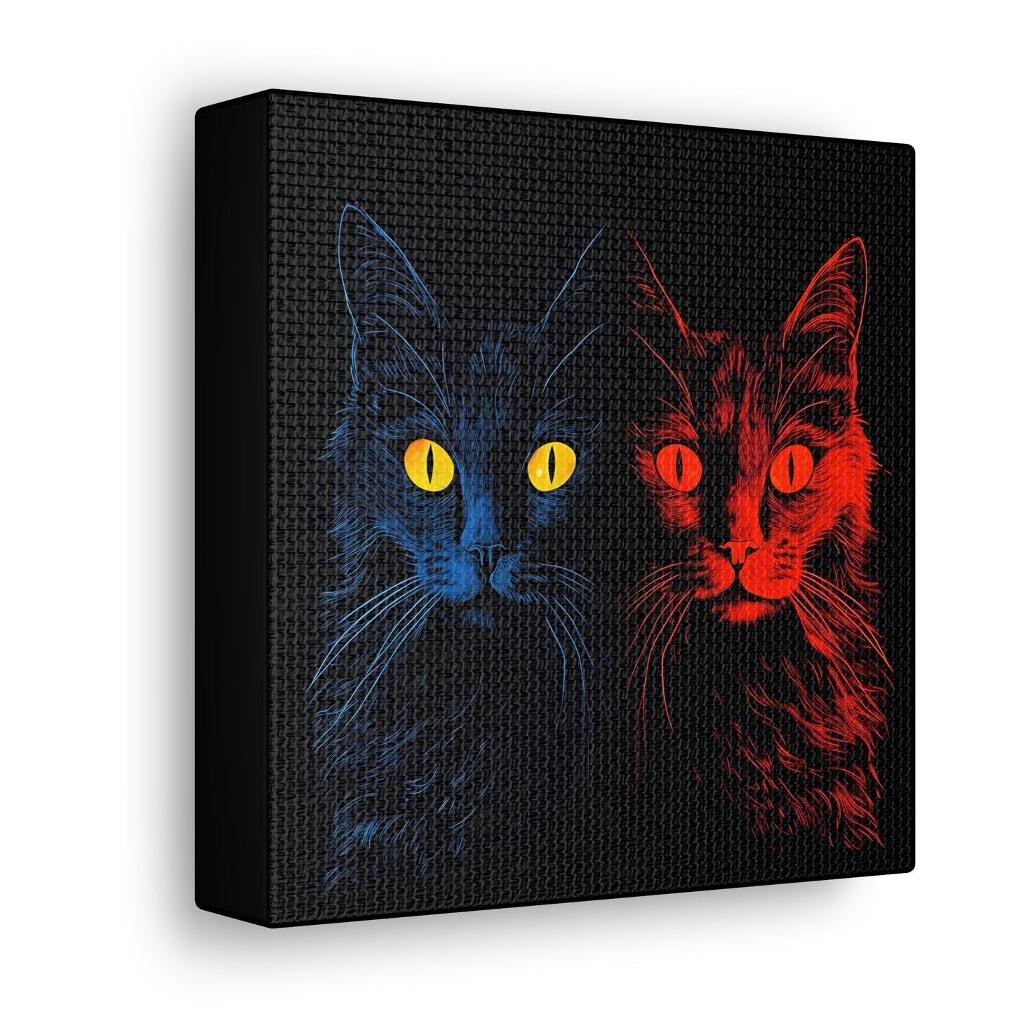 Blue and Red Creepy Halloween Cat Decoration Fine Art Print Canvas Wall Art