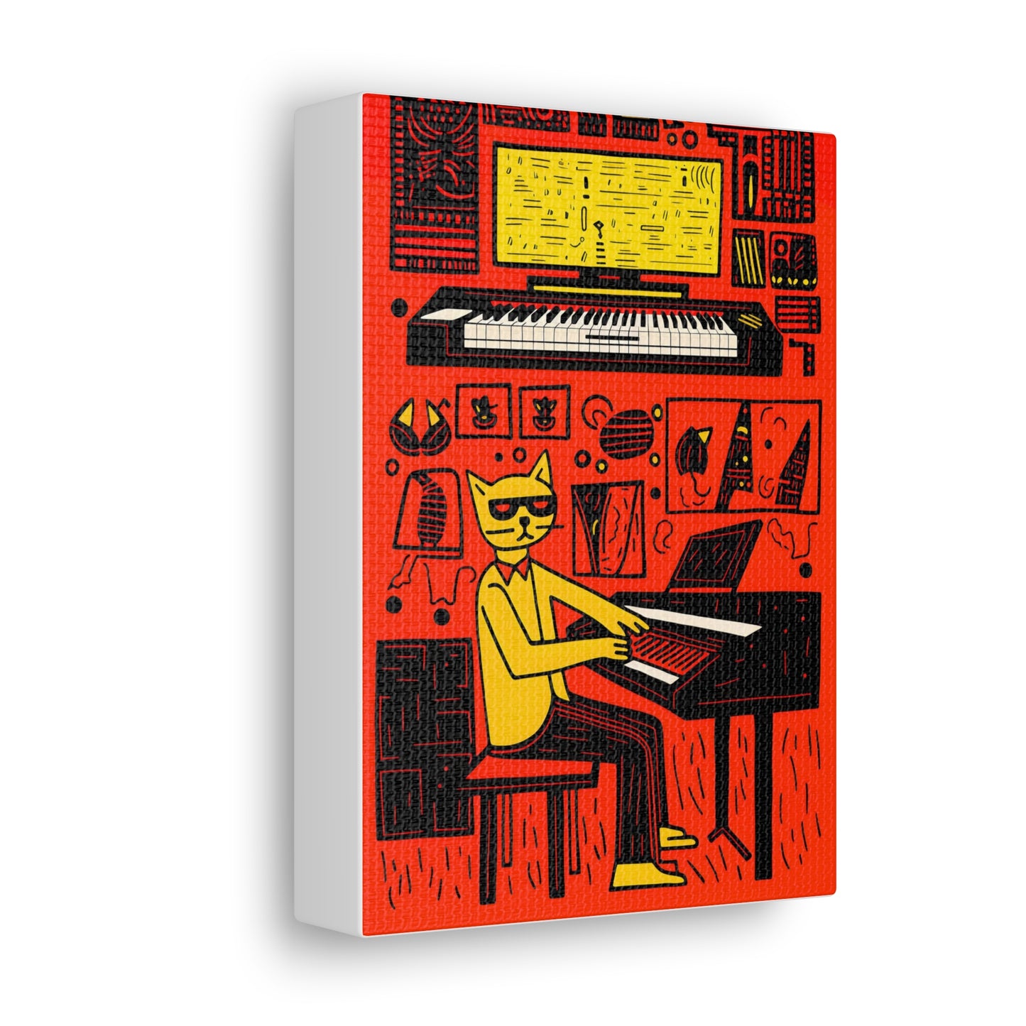 Cool Cat Jazz Pop Art Cat Fine Art Print Canvas Wall Art