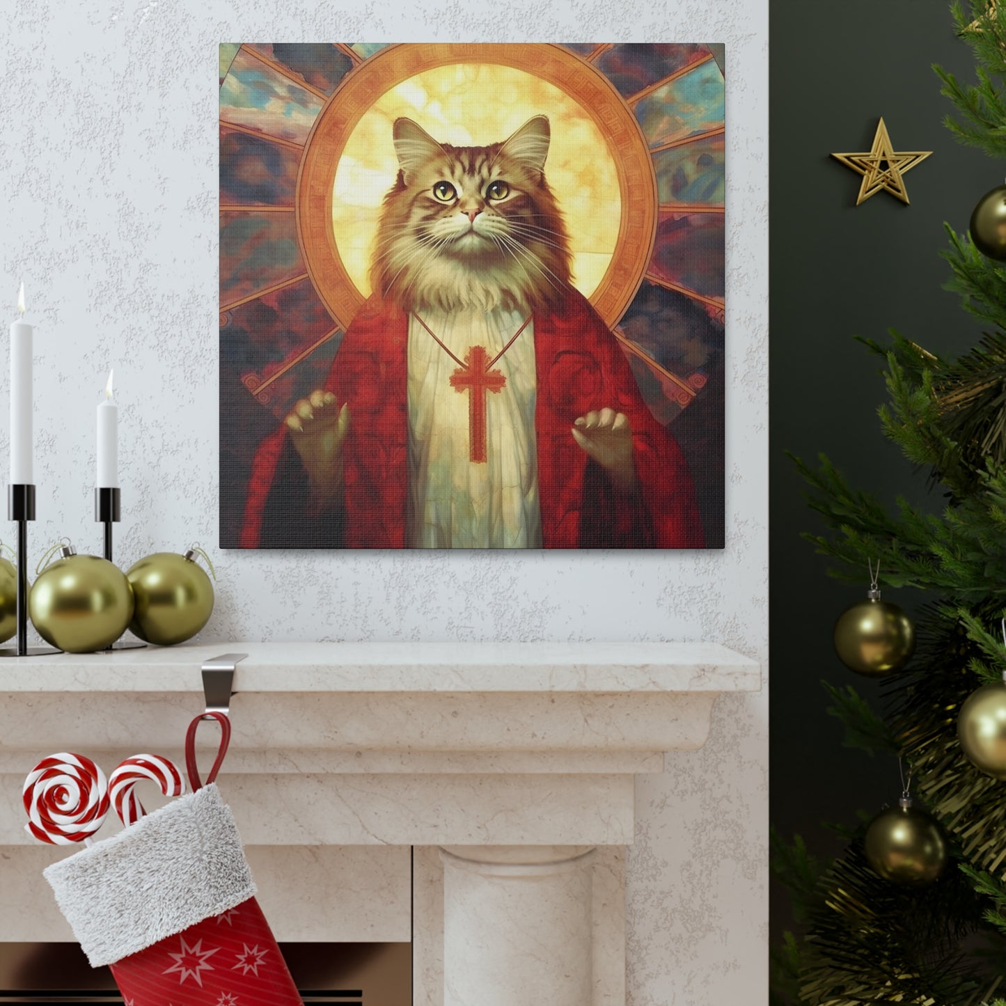 Jesus Cat Fine Art Print Canvas Wall Art