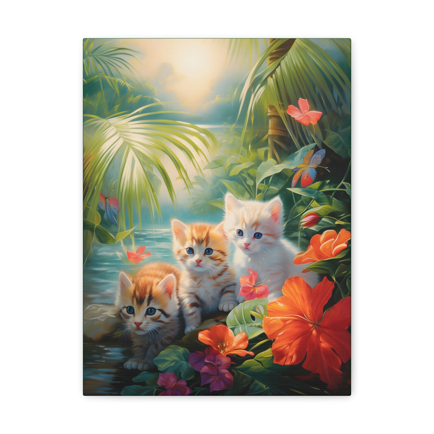 Adorable Kitten Tropical Rainforest Fine Art Print Canvas Wall Art