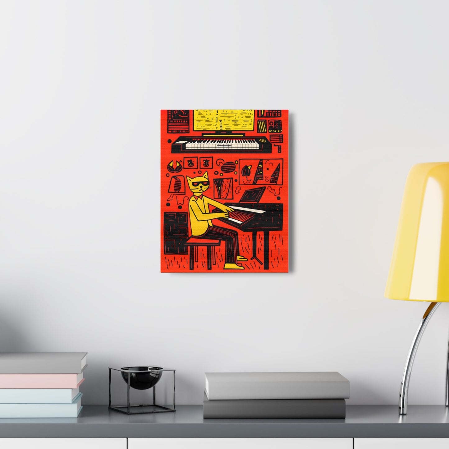 Cool Cat Jazz Pop Art Cat Fine Art Print Canvas Wall Art