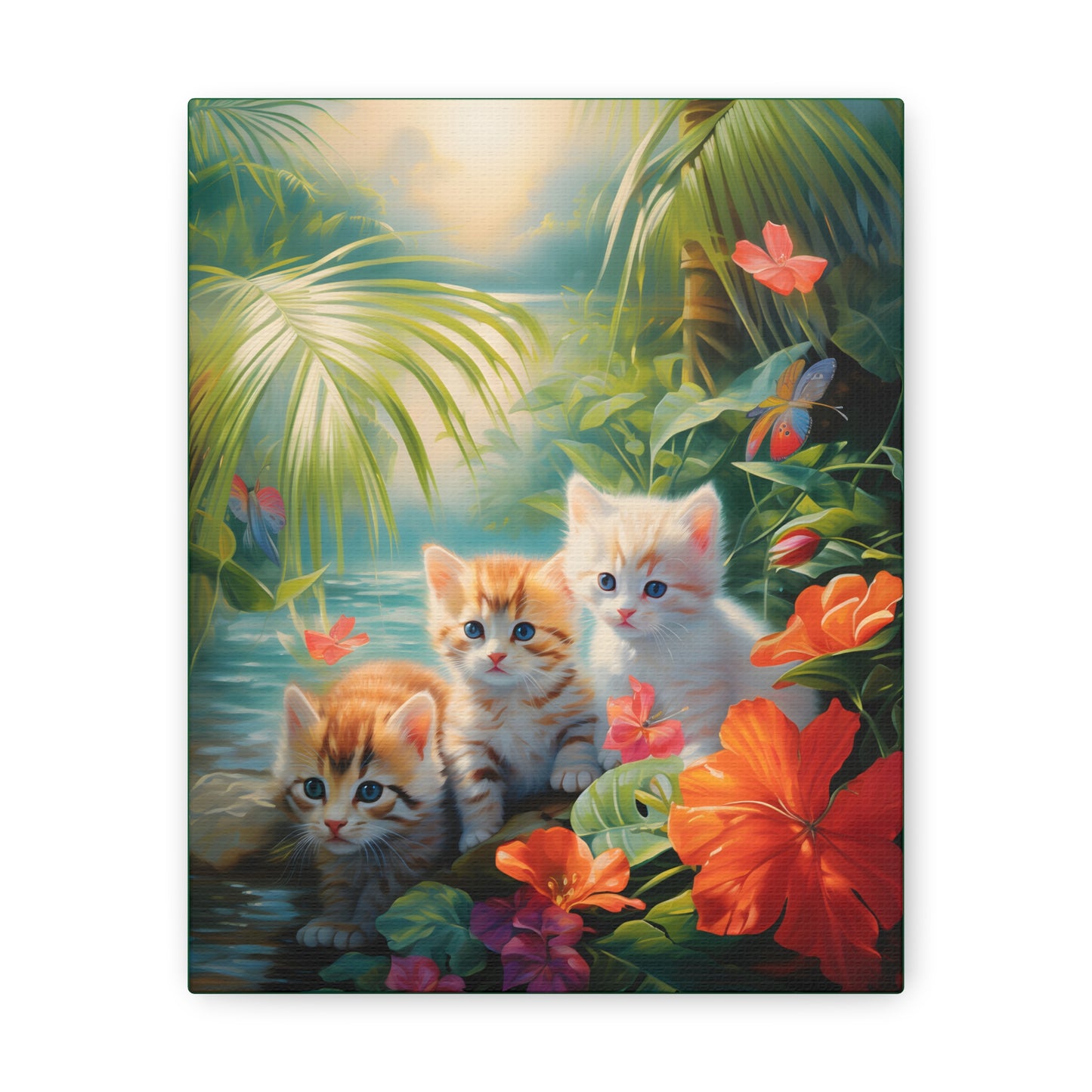 Adorable Kitten Tropical Rainforest Fine Art Print Canvas Wall Art