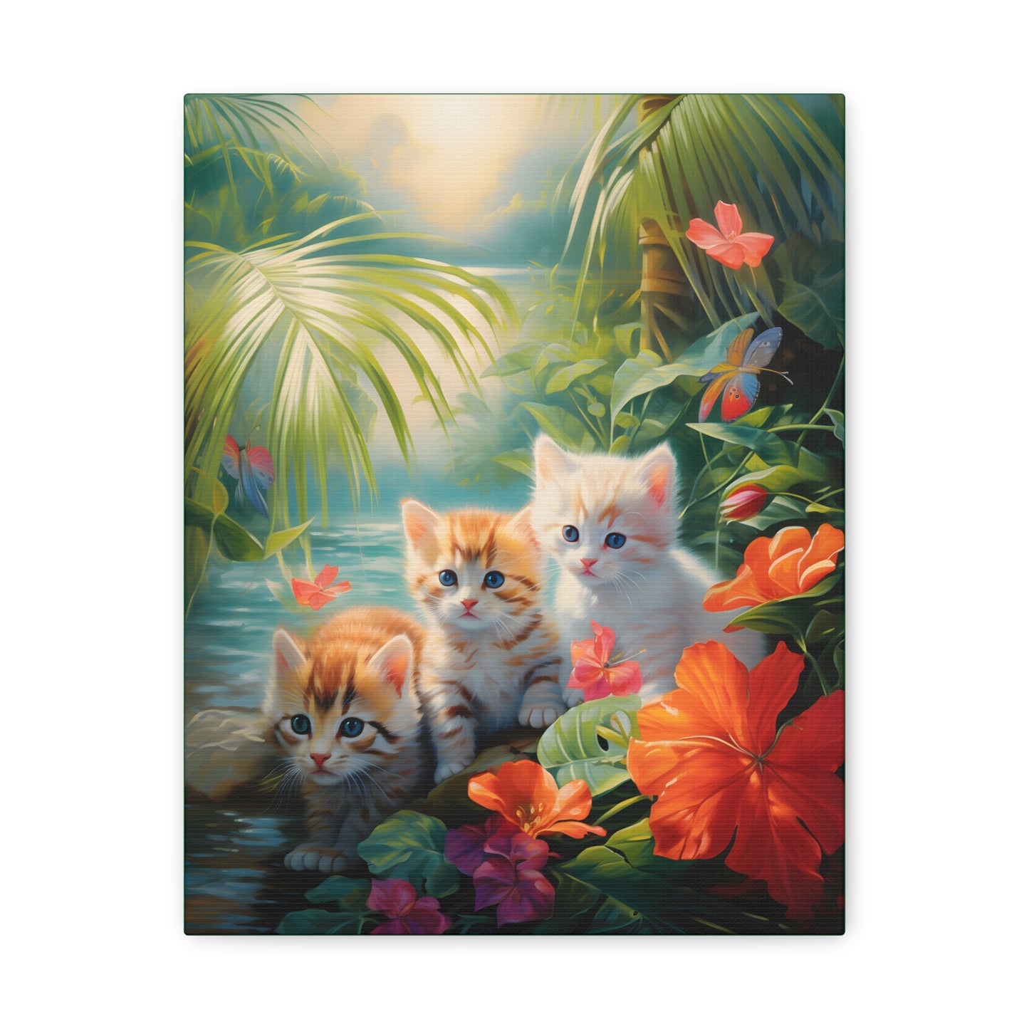 Adorable Kitten Tropical Rainforest Fine Art Print Canvas Wall Art