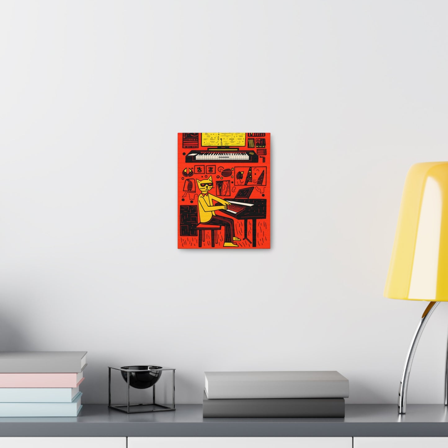 Cool Cat Jazz Pop Art Cat Fine Art Print Canvas Wall Art