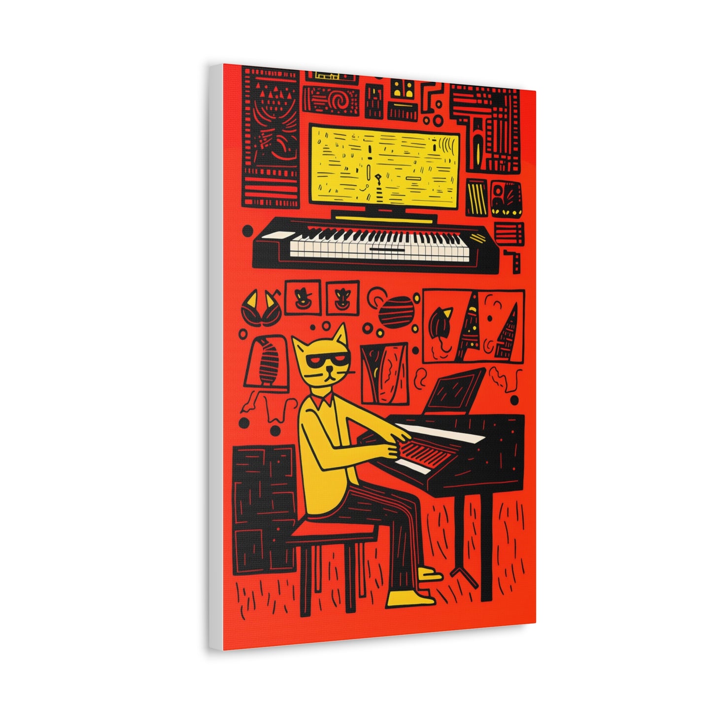 Cool Cat Jazz Pop Art Cat Fine Art Print Canvas Wall Art