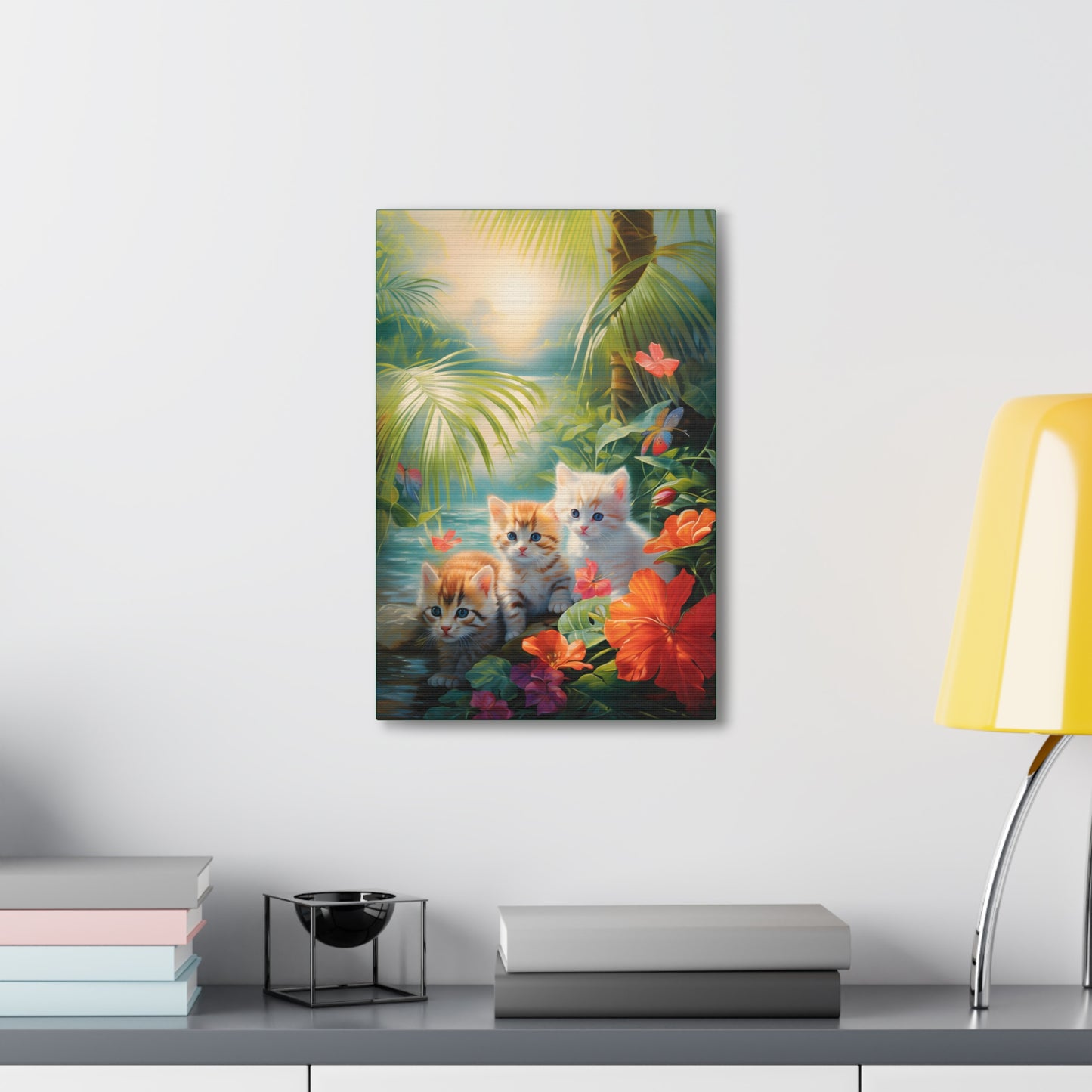 Adorable Kitten Tropical Rainforest Fine Art Print Canvas Wall Art