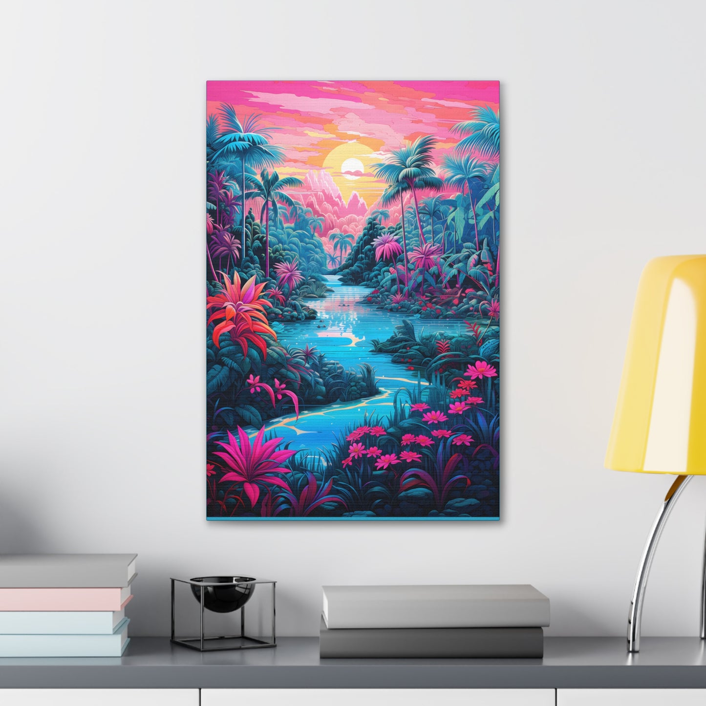 Psychedelic Tropical Jungle Colorful Fine Art Print Canvas Wall Art