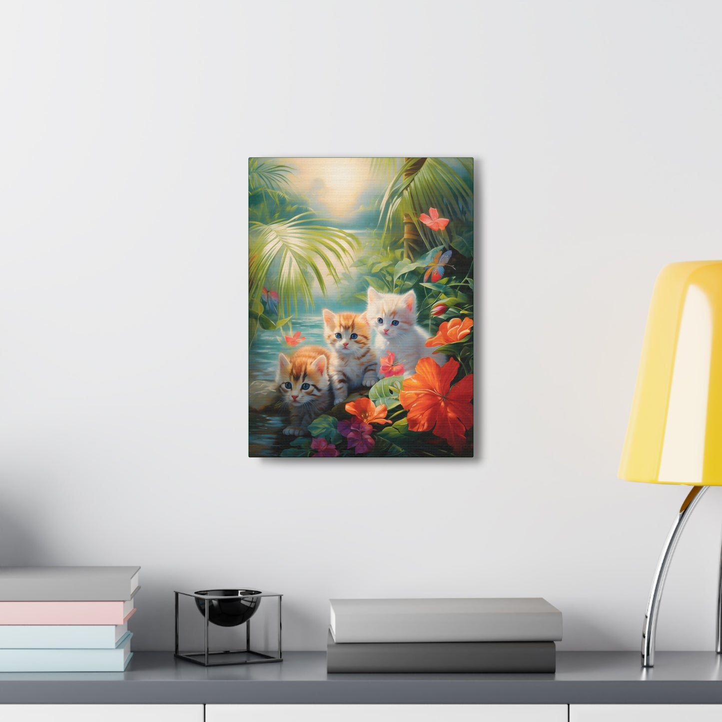 Adorable Kitten Tropical Rainforest Fine Art Print Canvas Wall Art
