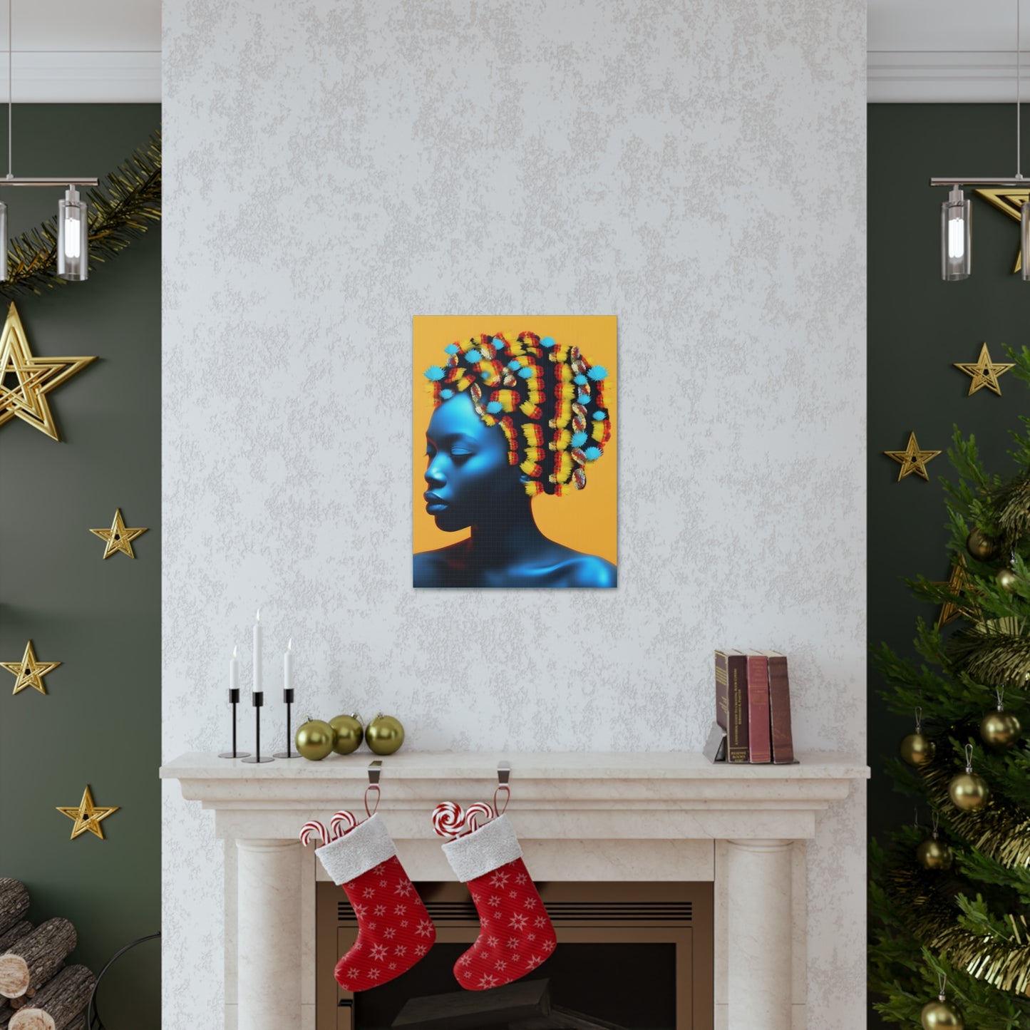 Peacock Beads African Goddess Fine Art Print Canvas Wall Art