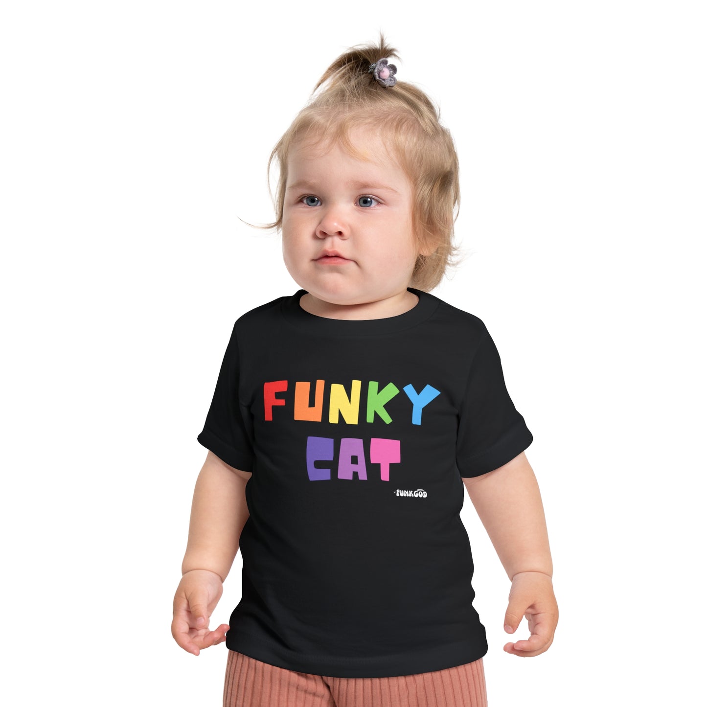 Funky Cat Rainbow Baby Short Sleeve T-Shirt