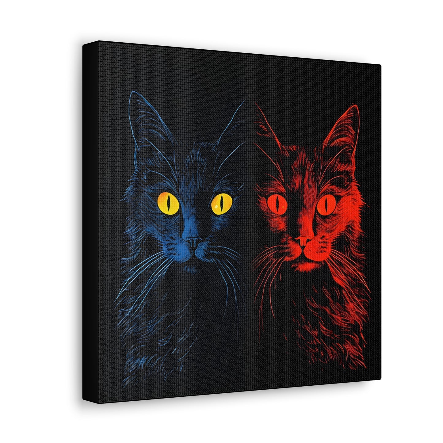 Blue and Red Creepy Halloween Cat Decoration Fine Art Print Canvas Wall Art