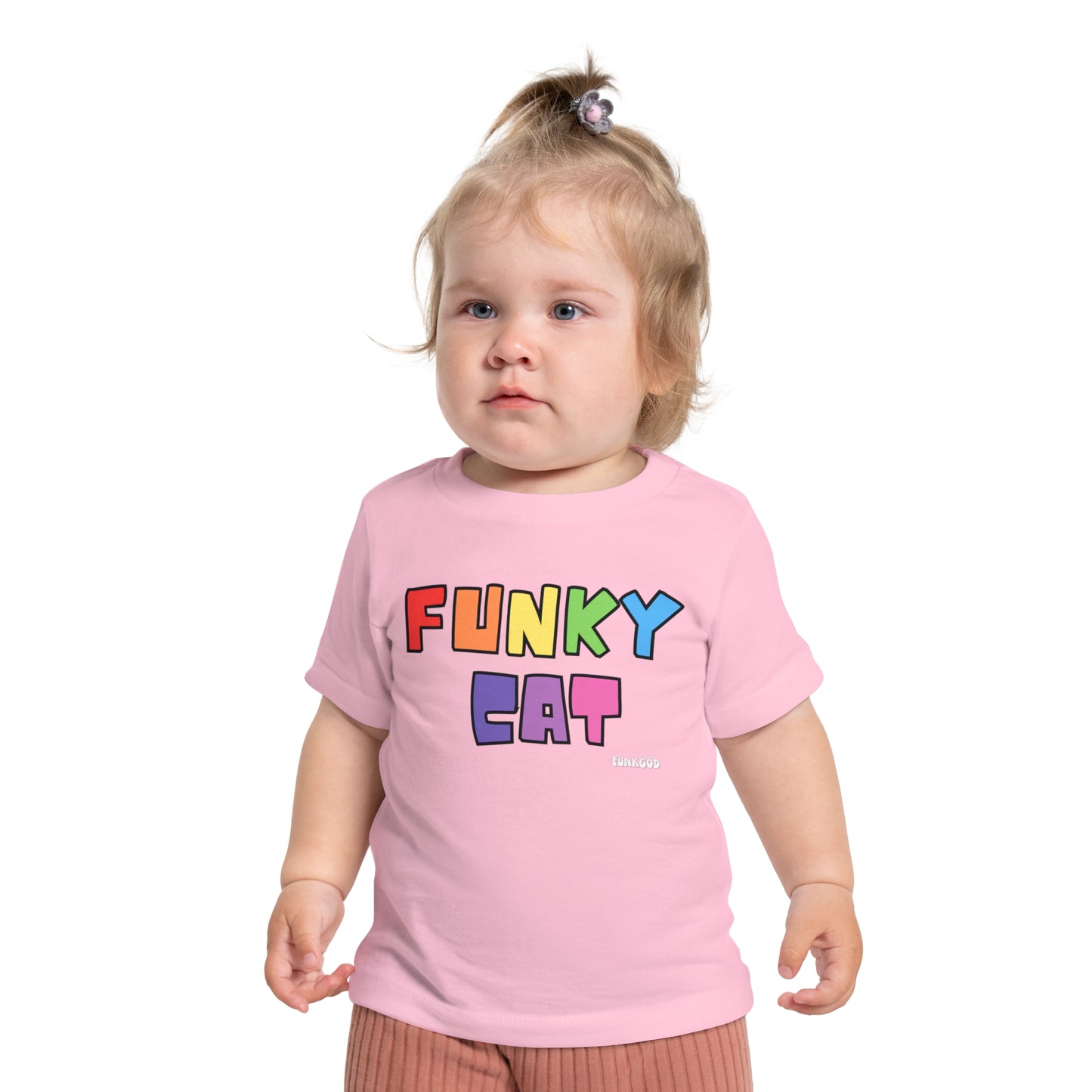 Funky Cat Rainbow Baby Short Sleeve T-Shirt
