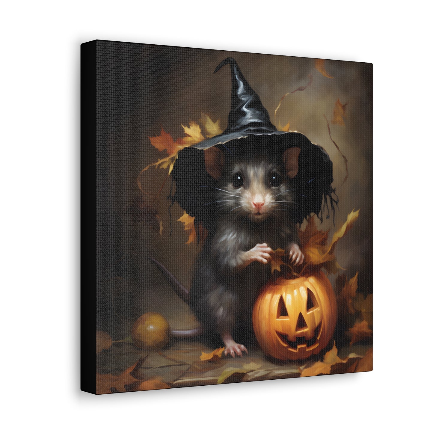 Cute Rat and Pumpkins Halloween Fine Art Print Canvas Wall Art