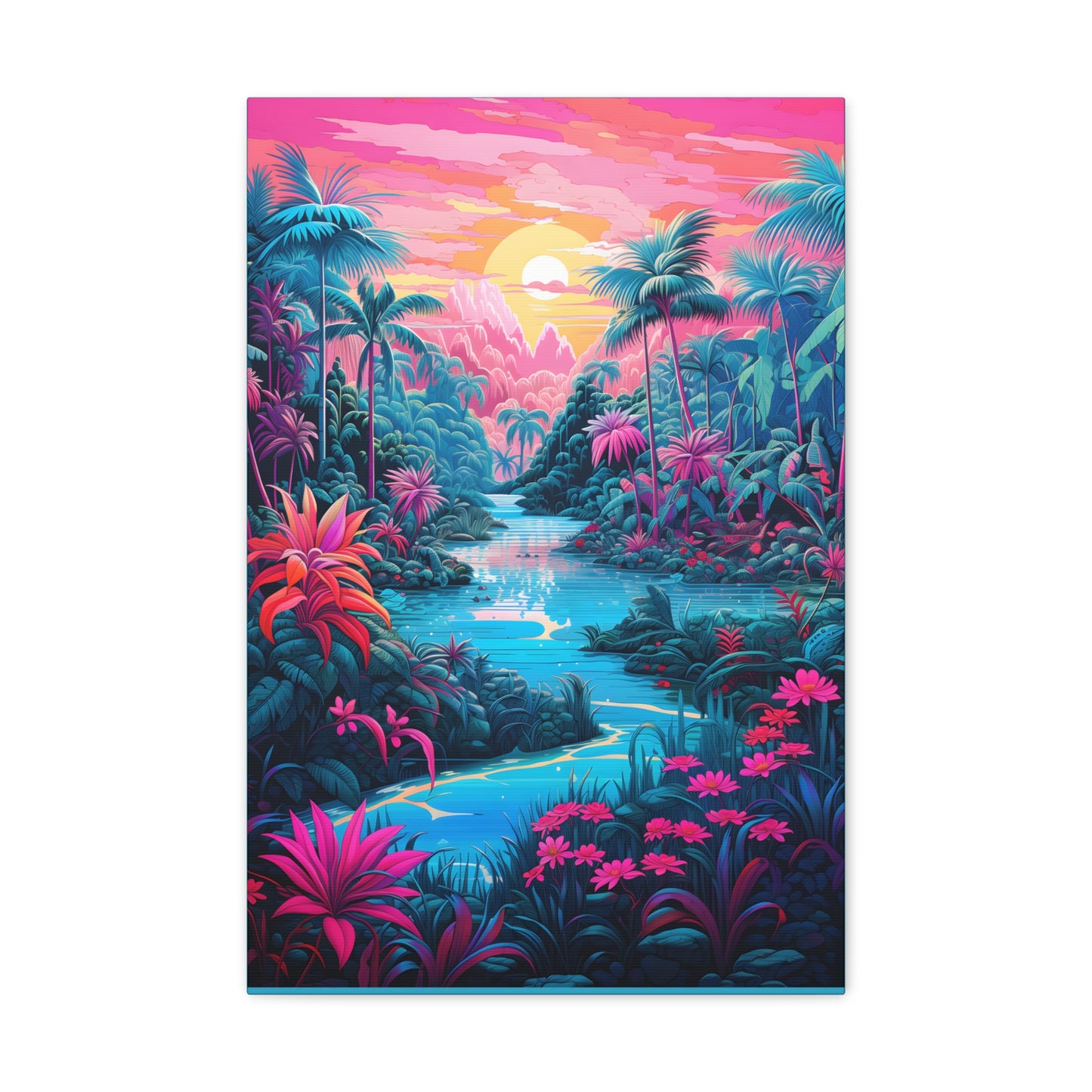 Psychedelic Tropical Jungle Colorful Fine Art Print Canvas Wall Art