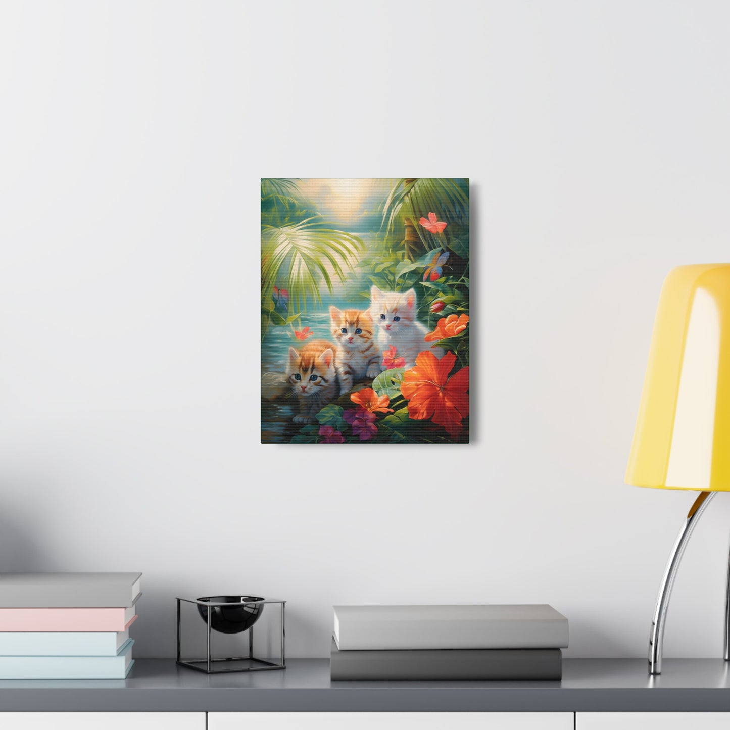 Adorable Kitten Tropical Rainforest Fine Art Print Canvas Wall Art