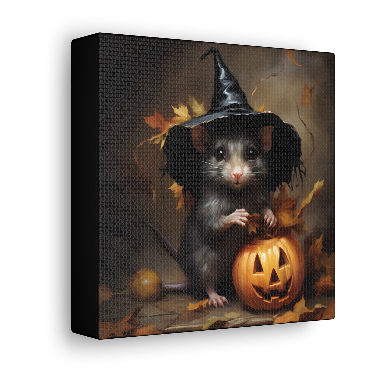 Cute Rat and Pumpkins Halloween Fine Art Print Canvas Wall Art