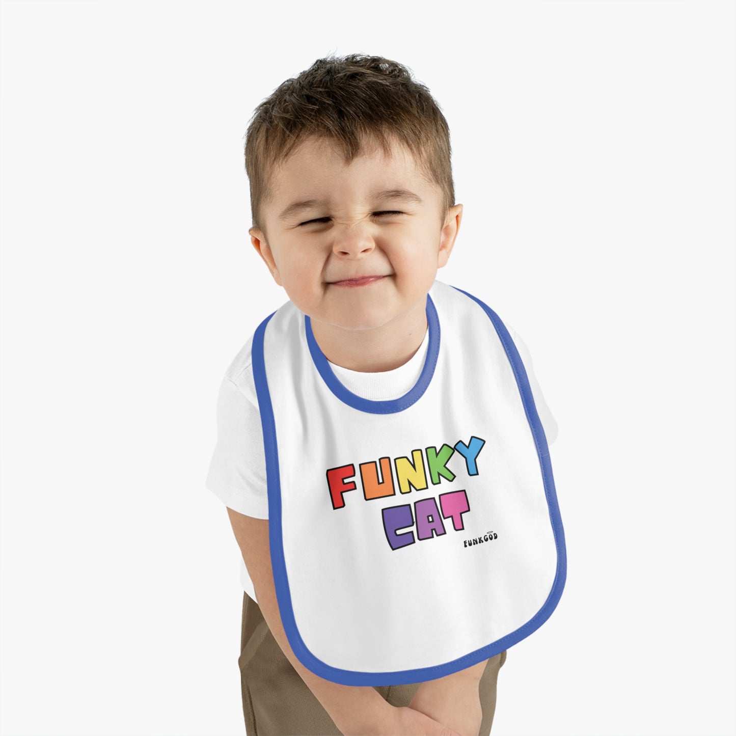 Funky Cat Rainbow Baby Trim Jersey Bib