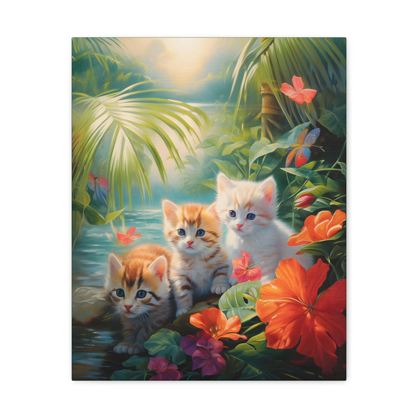 Adorable Kitten Tropical Rainforest Fine Art Print Canvas Wall Art