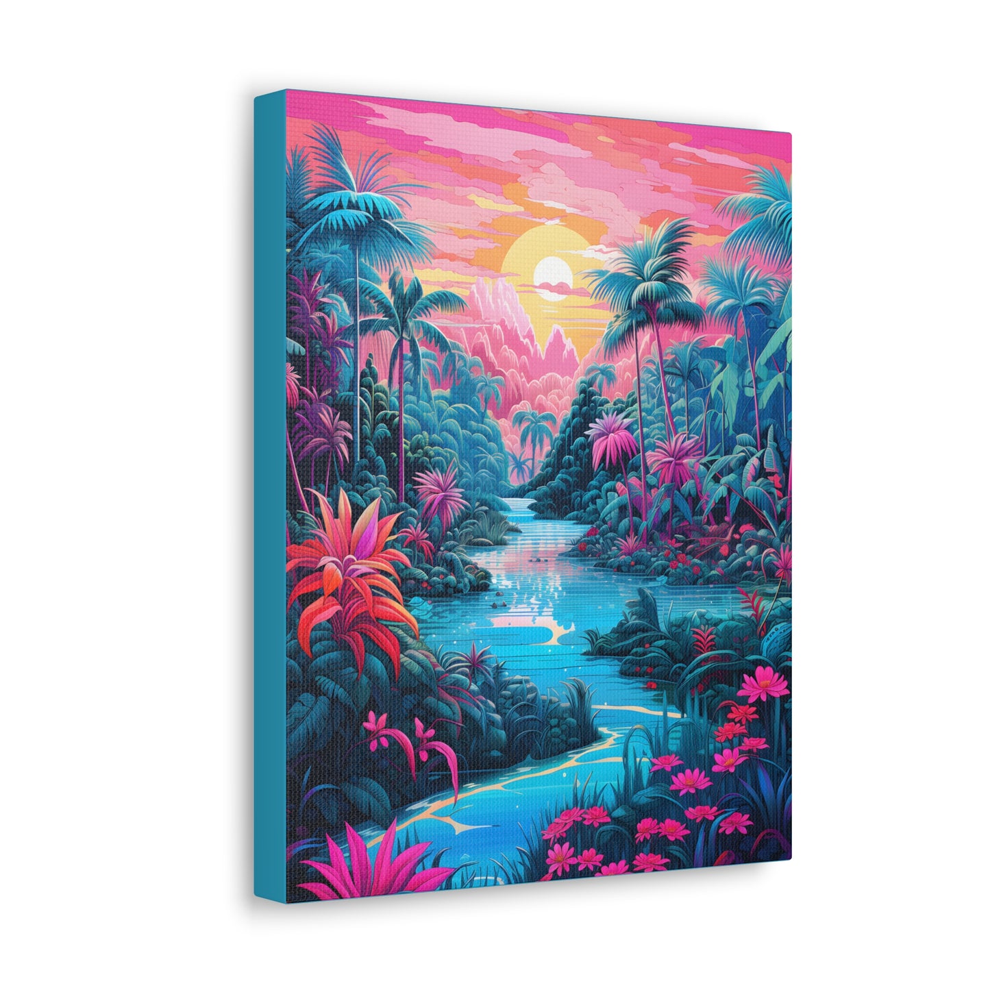 Psychedelic Tropical Jungle Colorful Fine Art Print Canvas Wall Art