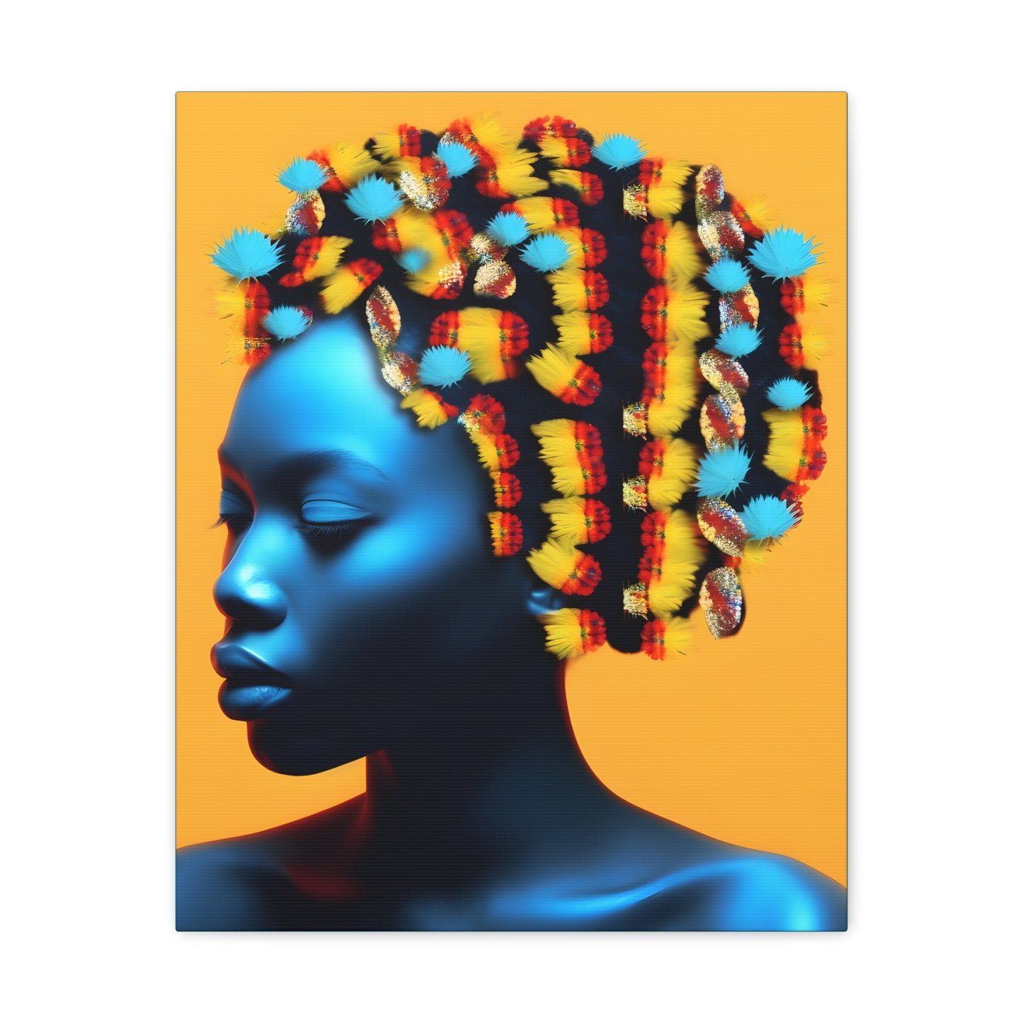 Peacock Beads African Goddess Fine Art Print Canvas Wall Art