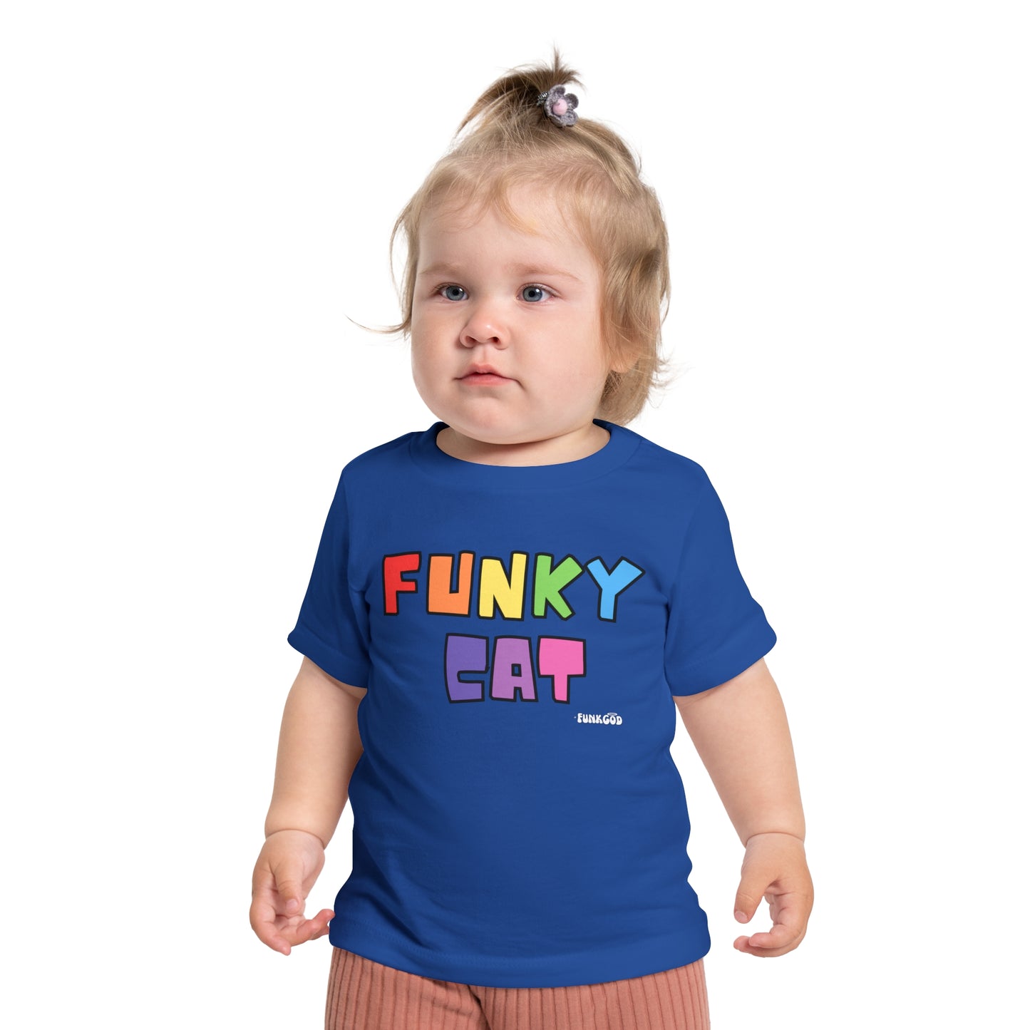 Funky Cat Rainbow Baby Short Sleeve T-Shirt