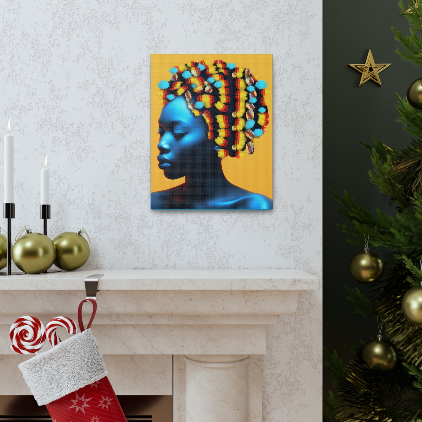 Peacock Beads African Goddess Fine Art Print Canvas Wall Art