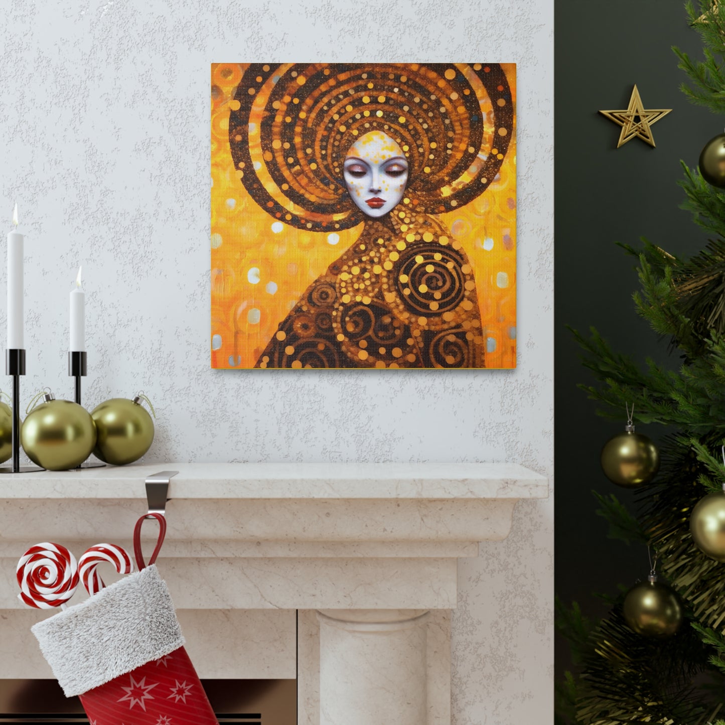 Gustav Klimt Fertility Goddess Headdress Fine Art Print Canvas Wall Art