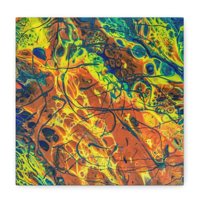 Psychedelic Peacock Abstract 8x8 Canvas Painting