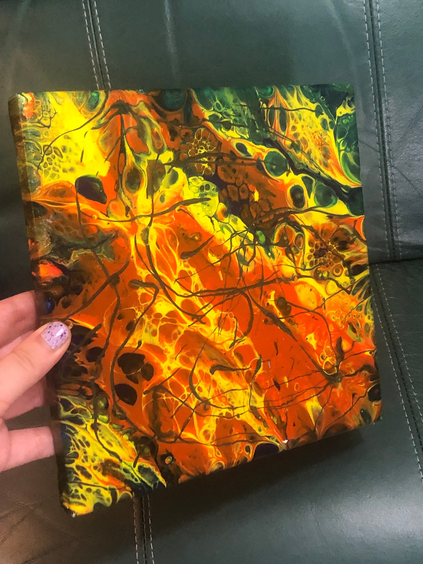 Psychedelic Peacock Abstract 8x8 Canvas Painting