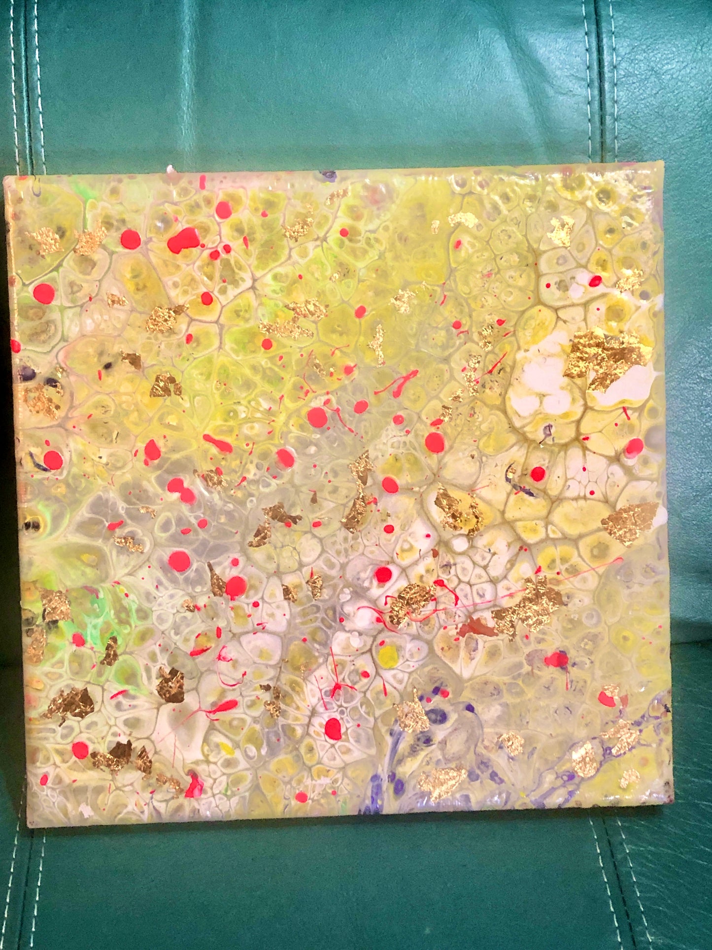 Psychedelic Yellow and Pink 8x8 Canvas Painting