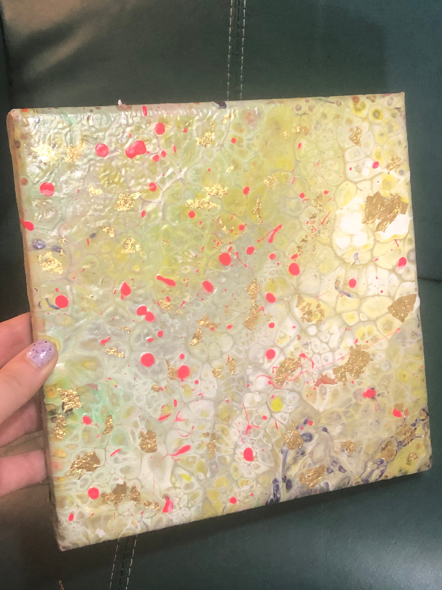 Psychedelic Yellow and Pink 8x8 Canvas Painting