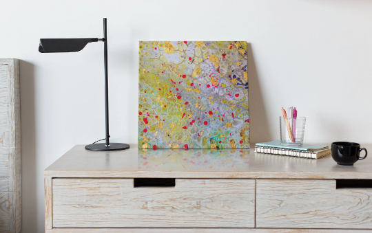 Psychedelic Yellow and Pink 8x8 Canvas Painting