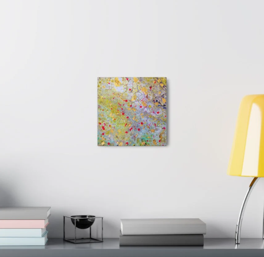Psychedelic Yellow and Pink 8x8 Canvas Painting