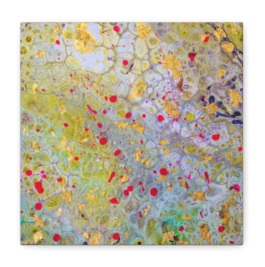 Psychedelic Yellow and Pink 8x8 Canvas Painting