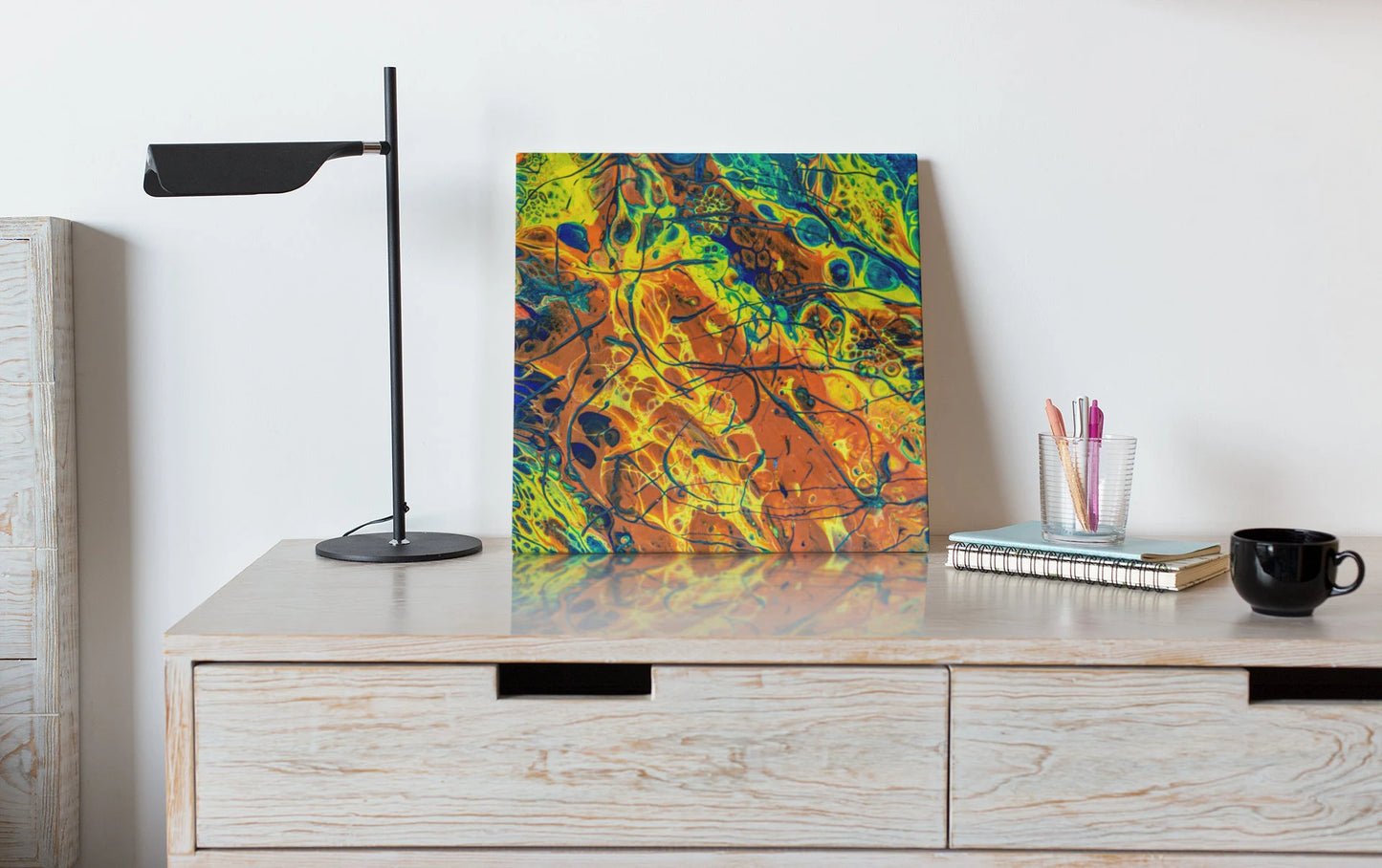 Psychedelic Peacock Abstract 8x8 Canvas Painting