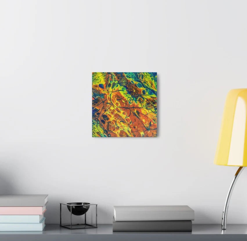 Psychedelic Peacock Abstract 8x8 Canvas Painting