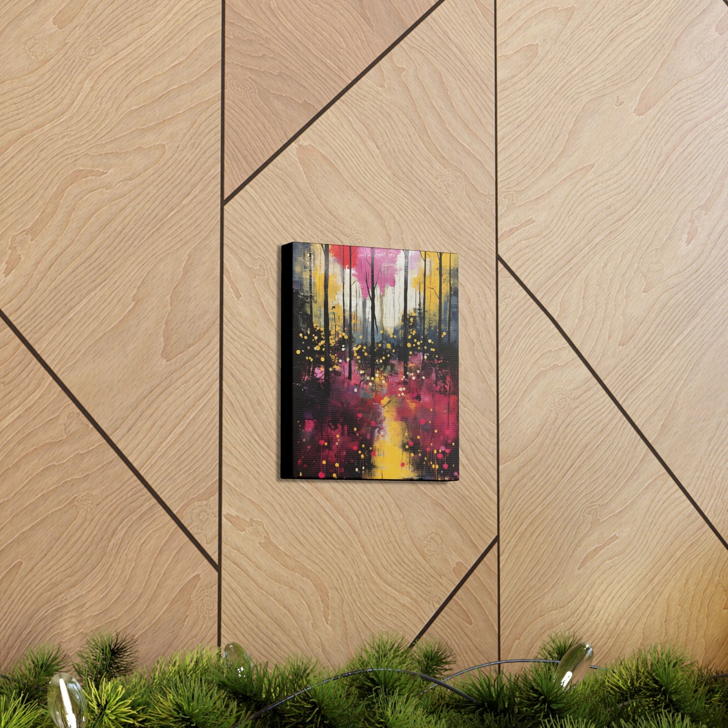 Magical Pink and Yellow Forest Fine Art Print Canvas Wall Art