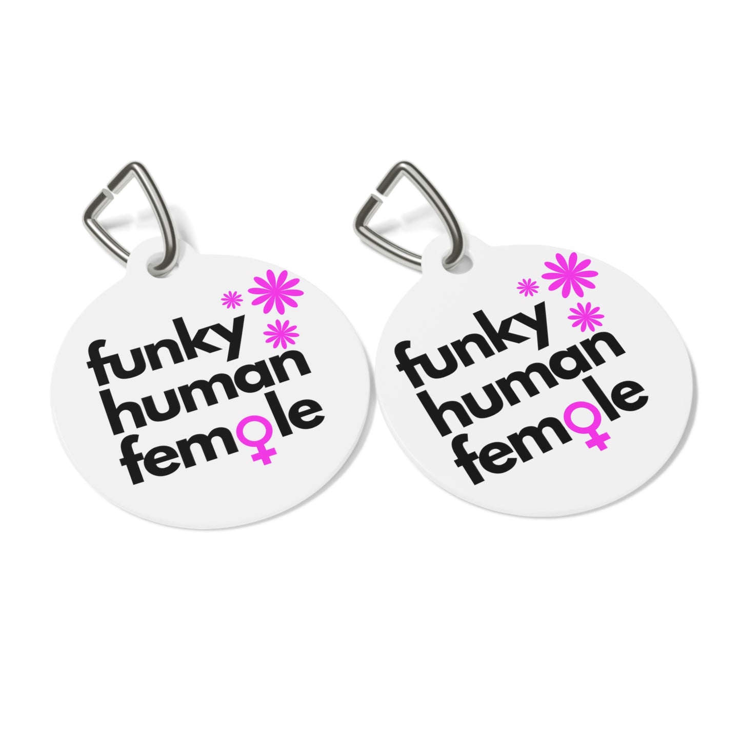 Funky Human Female White Metal Keychain