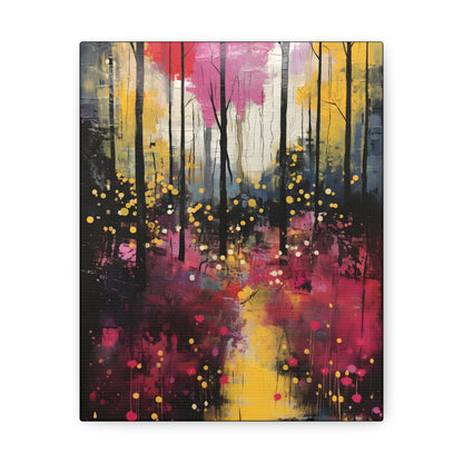 Magical Pink and Yellow Forest Fine Art Print Canvas Wall Art