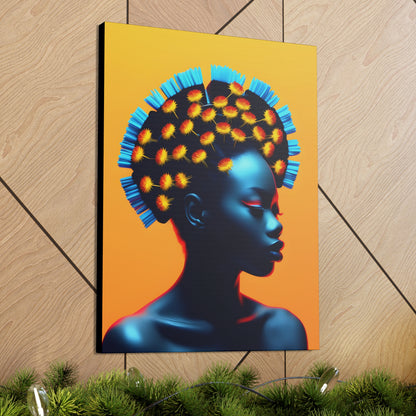 Peacock African Goddess Fine Art Print Canvas Wall Art