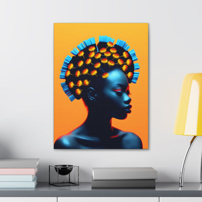 Peacock African Goddess Fine Art Print Canvas Wall Art