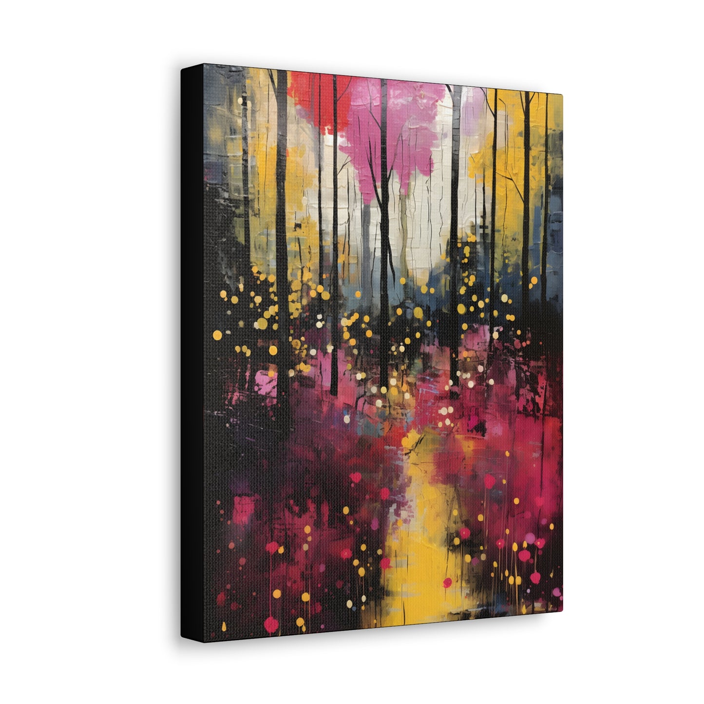 Magical Pink and Yellow Forest Fine Art Print Canvas Wall Art