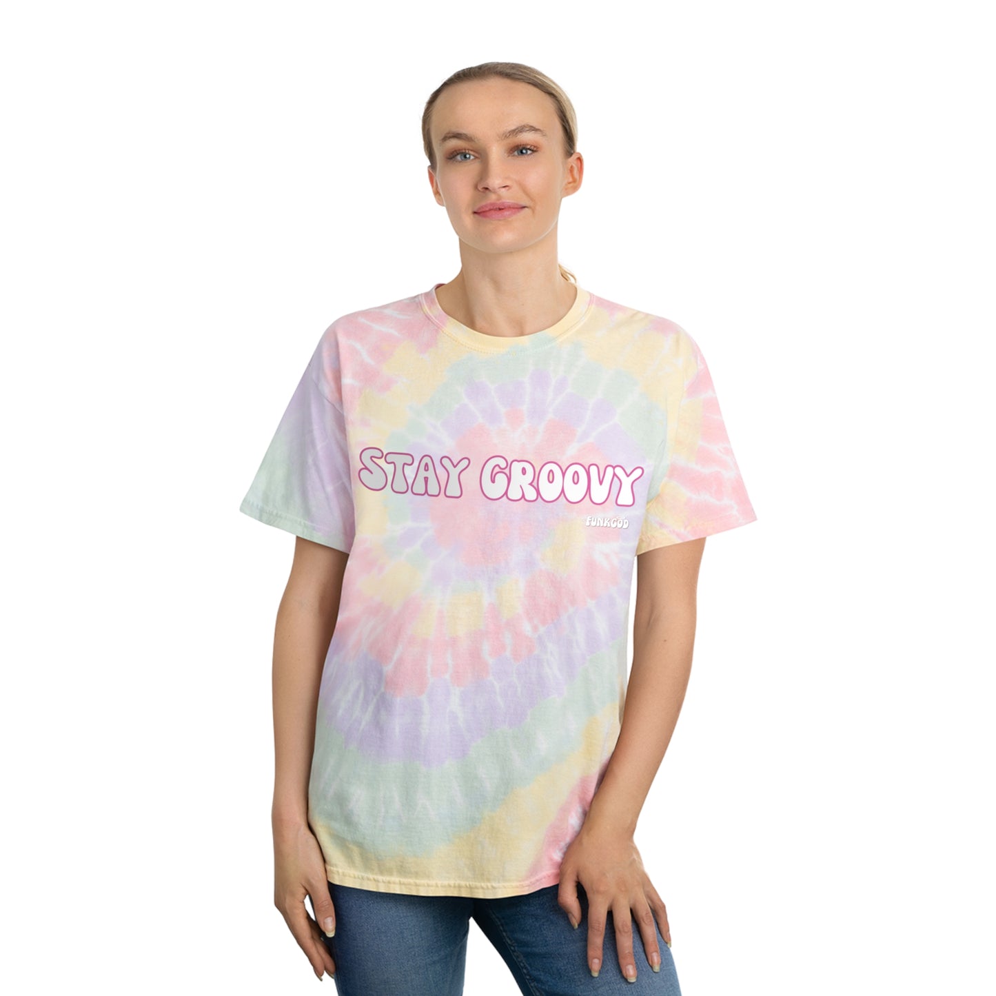 Pastel Rainbow Tie-Dye Hippie "Stay Groovy" Unisex T-Shirt