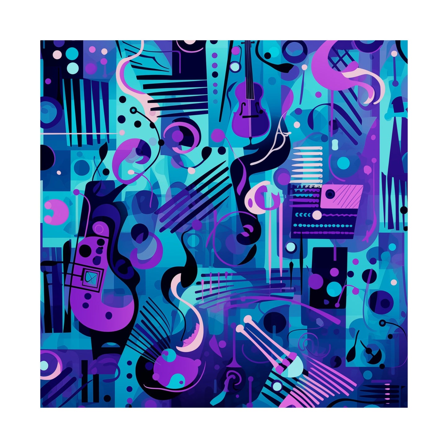 Nocturne in Blue Abstract Blue and Purple Fine Art Jazz Poster