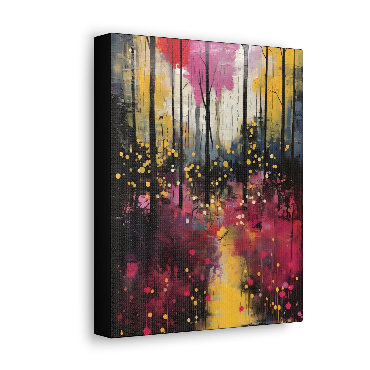 Magical Pink and Yellow Forest Fine Art Print Canvas Wall Art