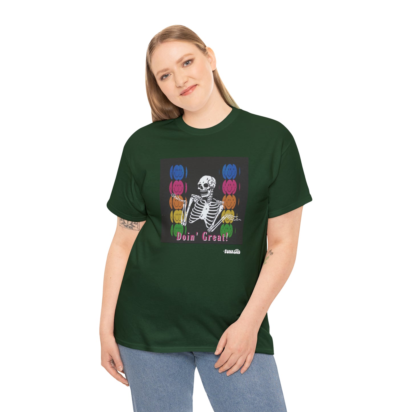 Doin' Great! Skeleton Unisex Funny Graphic Tee