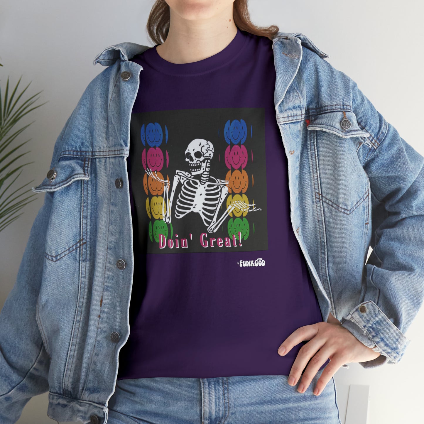 Doin' Great! Skeleton Unisex Funny Graphic Tee