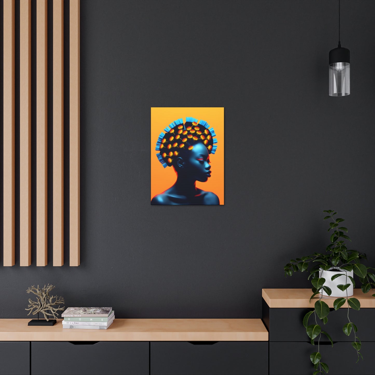 Peacock African Goddess Fine Art Print Canvas Wall Art