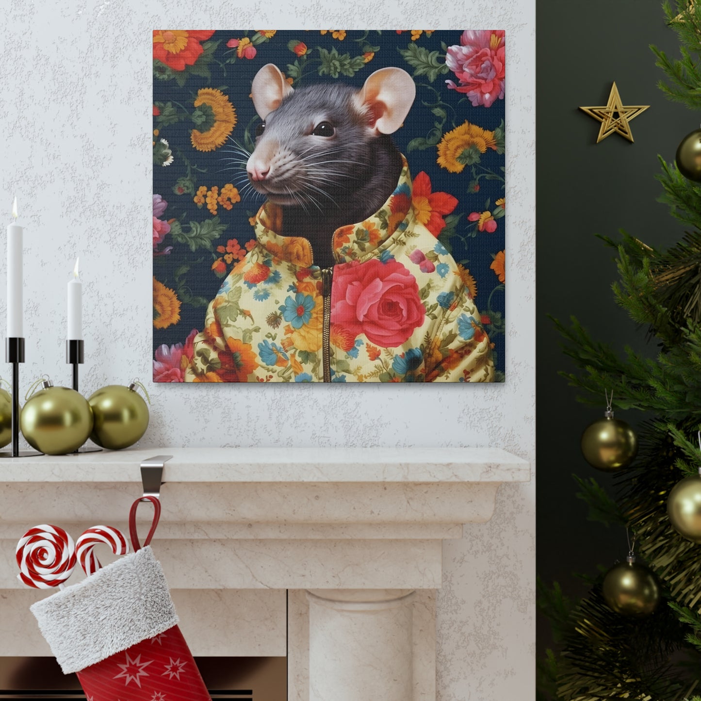 Fancy Rat Fine Art Print Canvas Wall Art