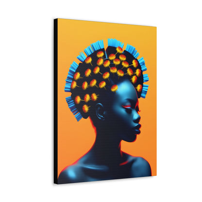 Peacock African Goddess Fine Art Print Canvas Wall Art